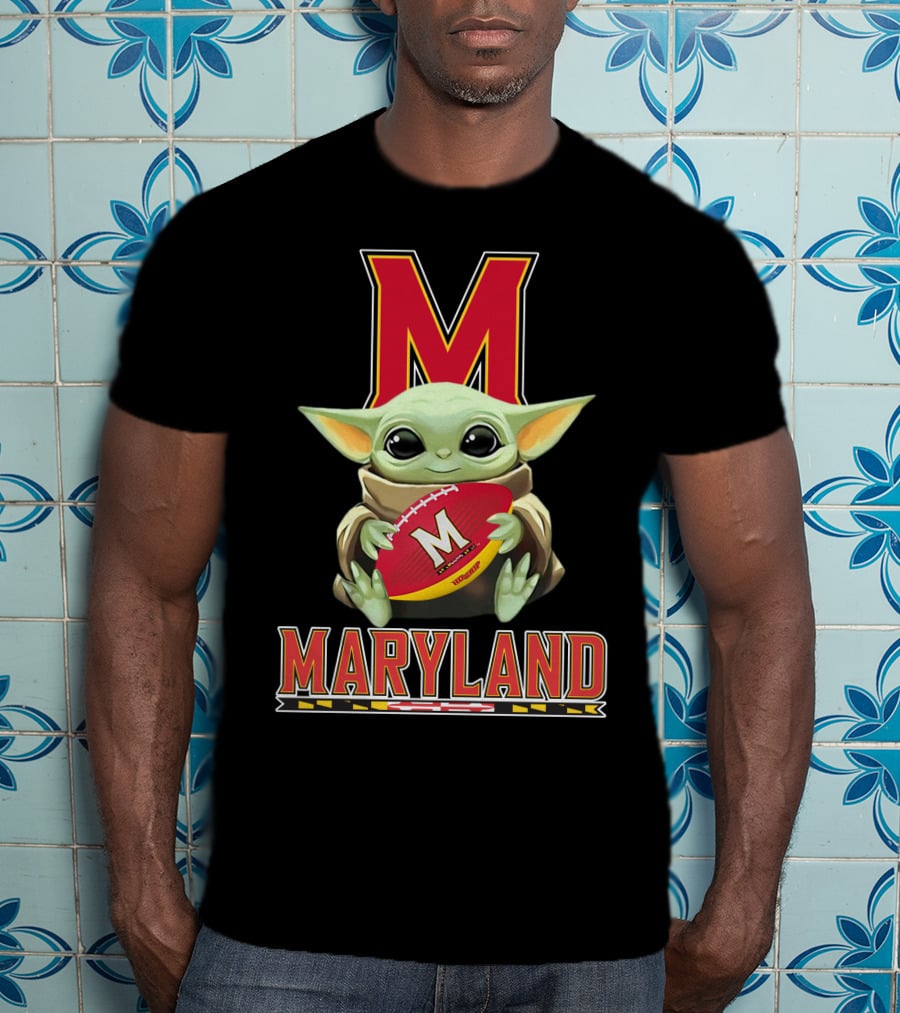 Maryland Terrapins Baby Yoda Football Fan T-Shirt