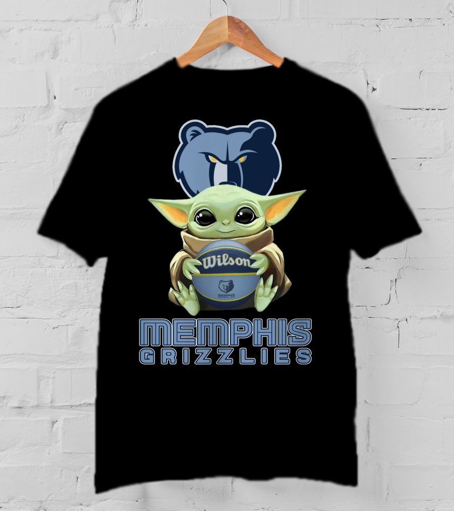 Memphis Grizzlies Baby Yoda Holding Wilson Basketball T-Shirt