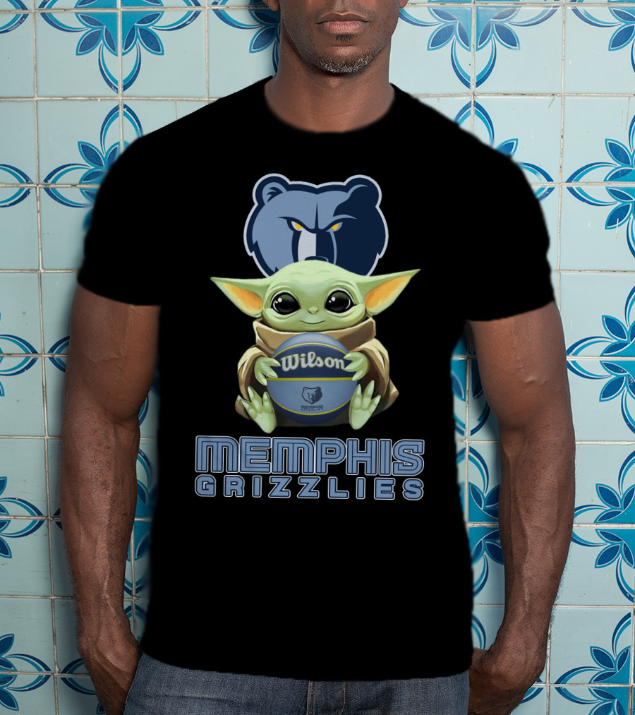 Memphis Grizzlies Baby Yoda Holding Wilson Basketball T-Shirt