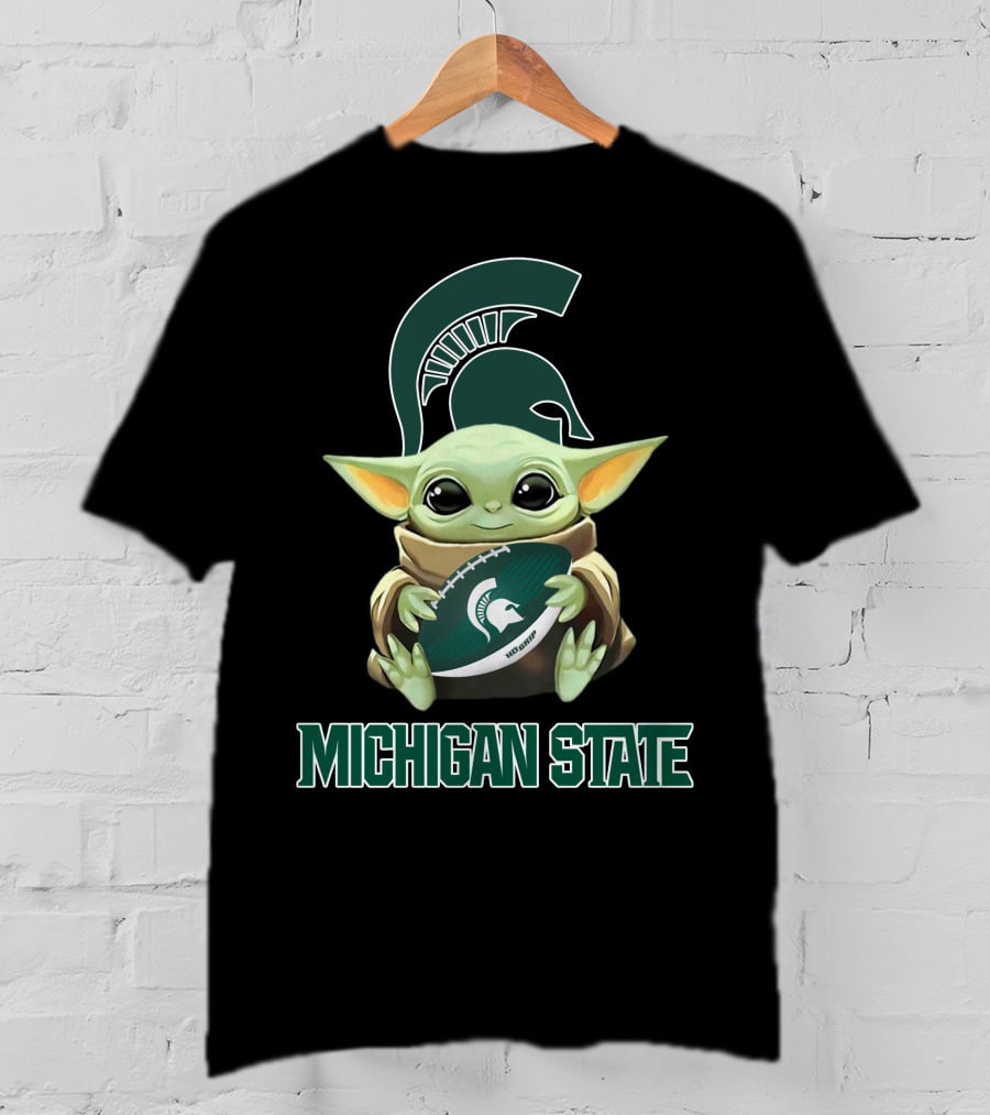 Michigan State Spartans Baby Yoda Football T-Shirt