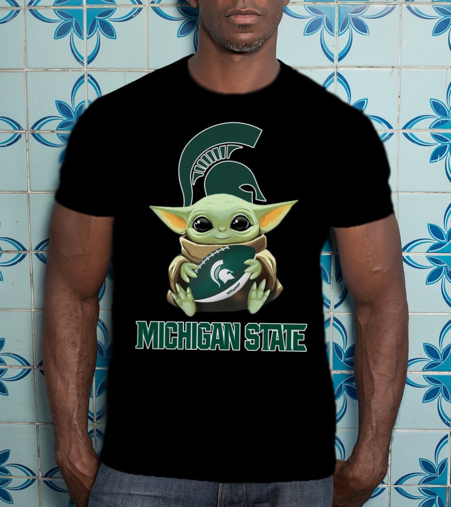 Michigan State Spartans Baby Yoda Football T-Shirt