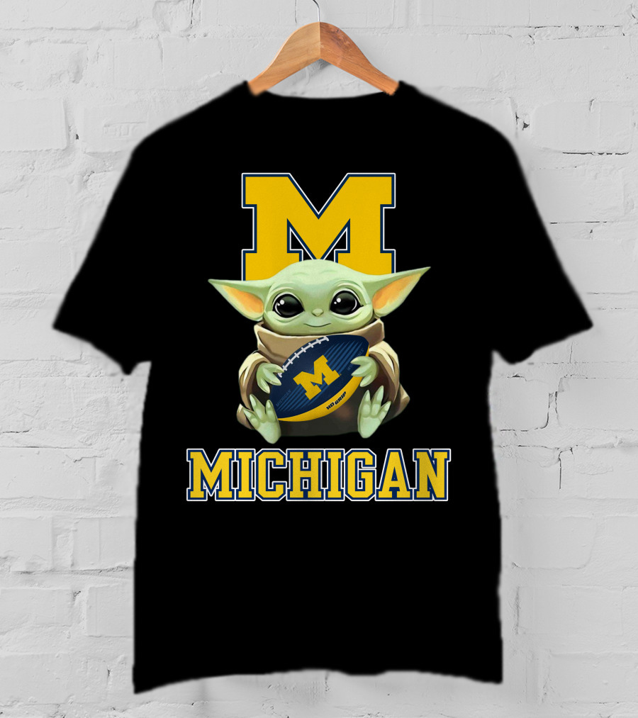 Michigan Wolverines Baby Yoda Football Fan Character M T-Shirt