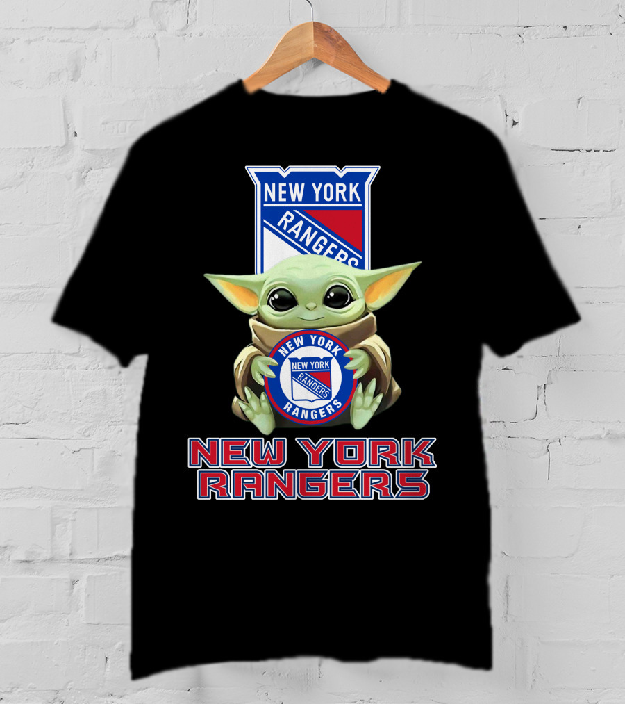 New York Rangers Baby Yoda Holding Team T-Shirt