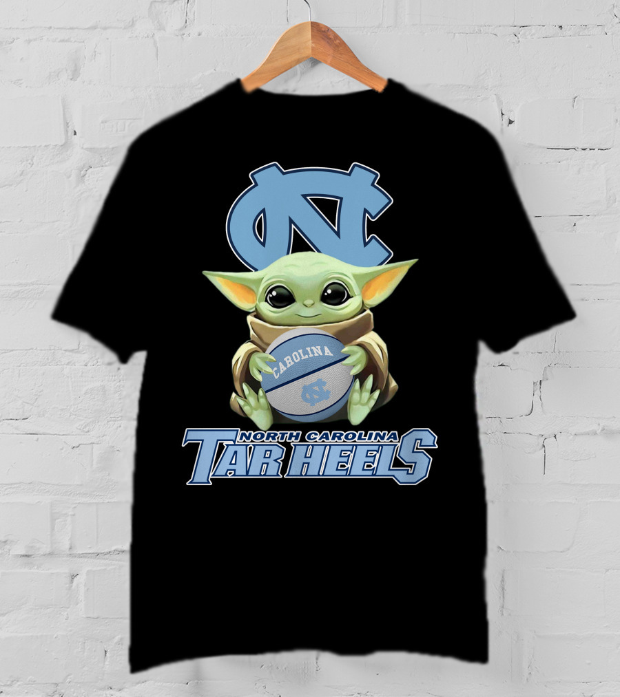 North Carolina Tar Heels Baby Yoda Carolina Basketball T-Shirt