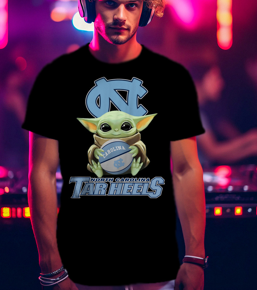 North Carolina Tar Heels Baby Yoda Carolina Basketball T-Shirt