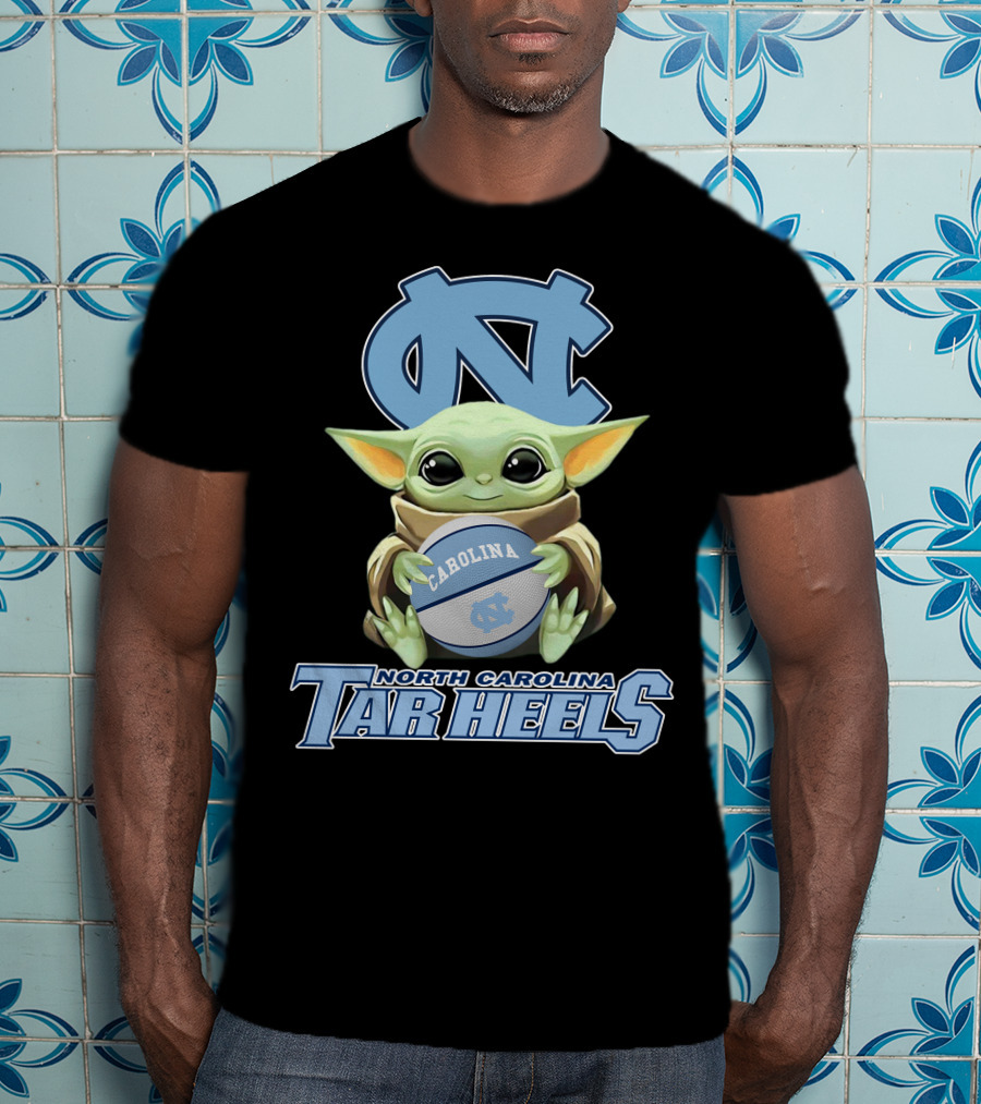 North Carolina Tar Heels Baby Yoda Carolina Basketball T-Shirt