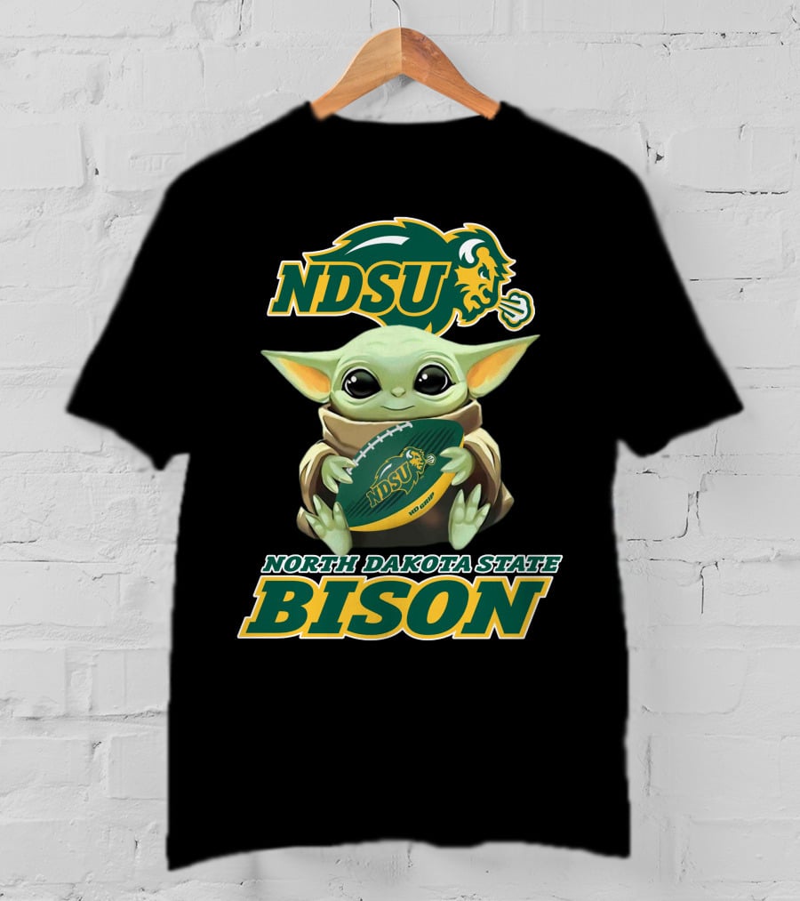 Ndsu North Dakota State Bison Baby Yoda Football T-Shirt