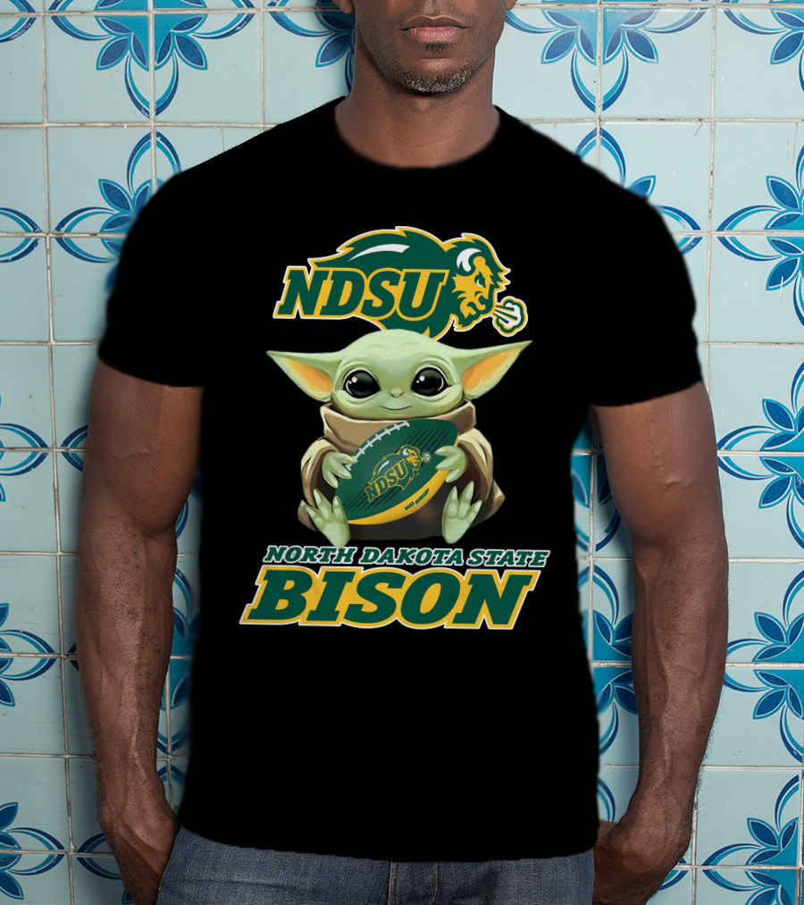 Ndsu North Dakota State Bison Baby Yoda Football T-Shirt