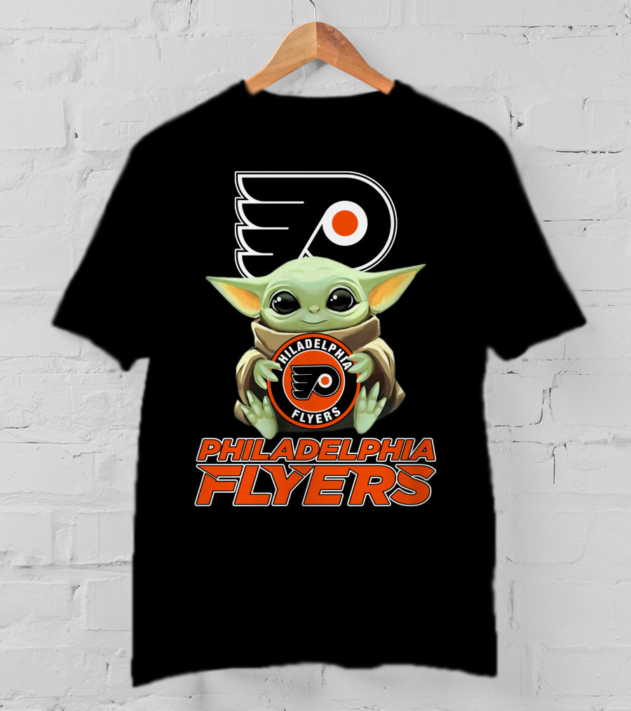 Philadelphia Flyers Baby Yoda Holding Team T-Shirt