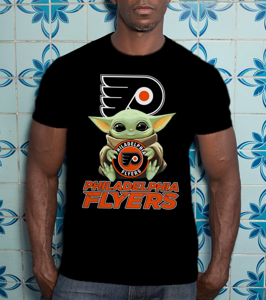Philadelphia Flyers Baby Yoda Holding Team T-Shirt