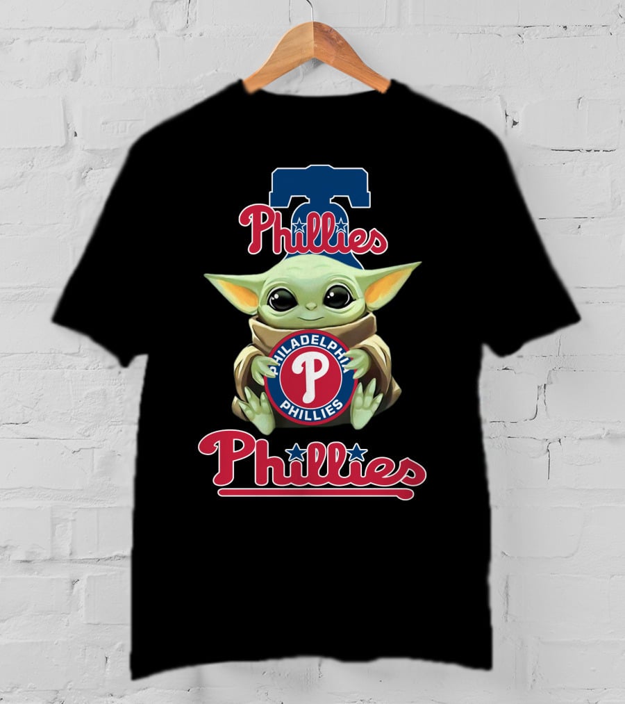 Philadelphia Phillies Baby Yoda Holding Phillies T-Shirt