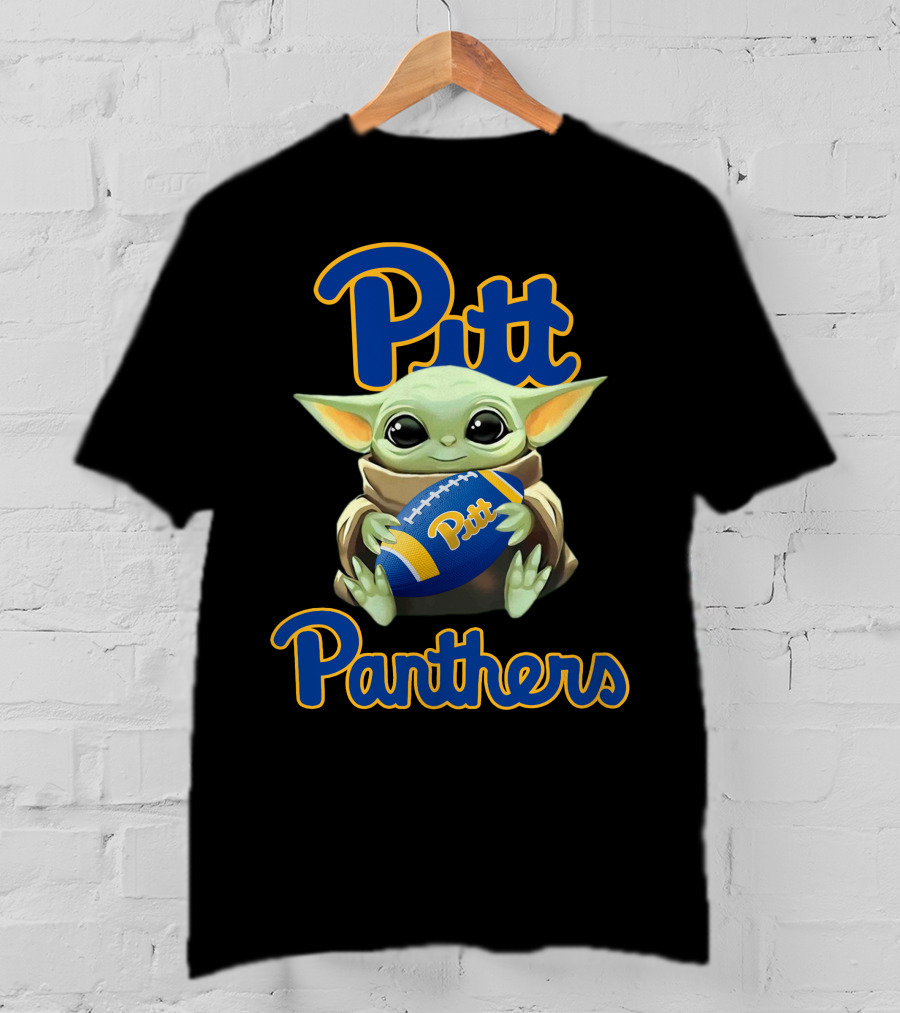 Pitt Panthers Baby Yoda Holding Football T-Shirt