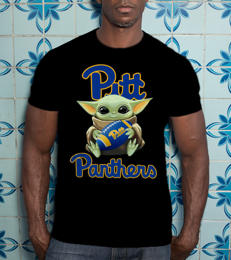 Pitt Panthers Baby Yoda Holding Football T-Shirt
