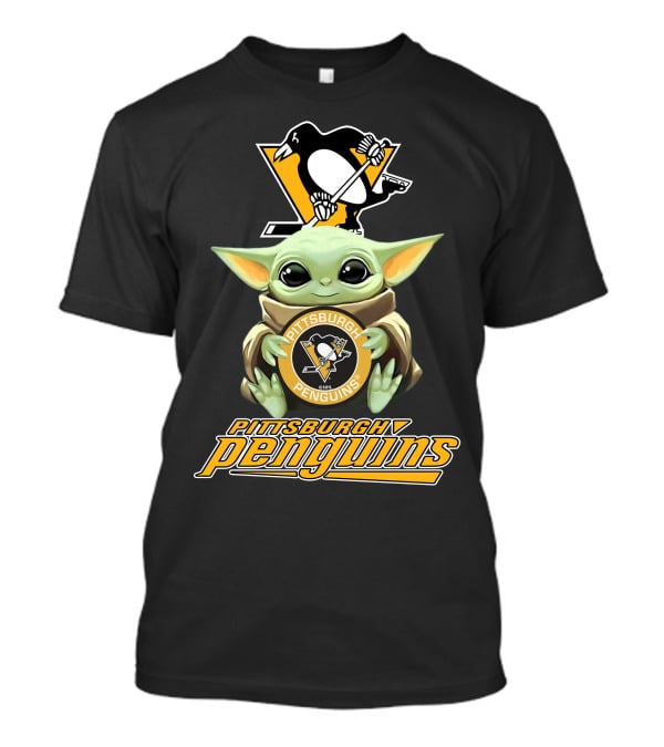 Pittsburgh Penguins Baby Yoda Holding Team T-Shirt