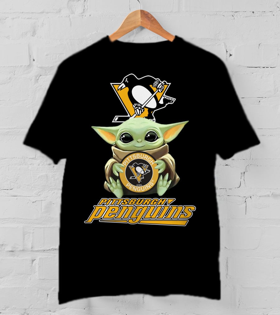 Pittsburgh Penguins Baby Yoda Holding Team T-Shirt