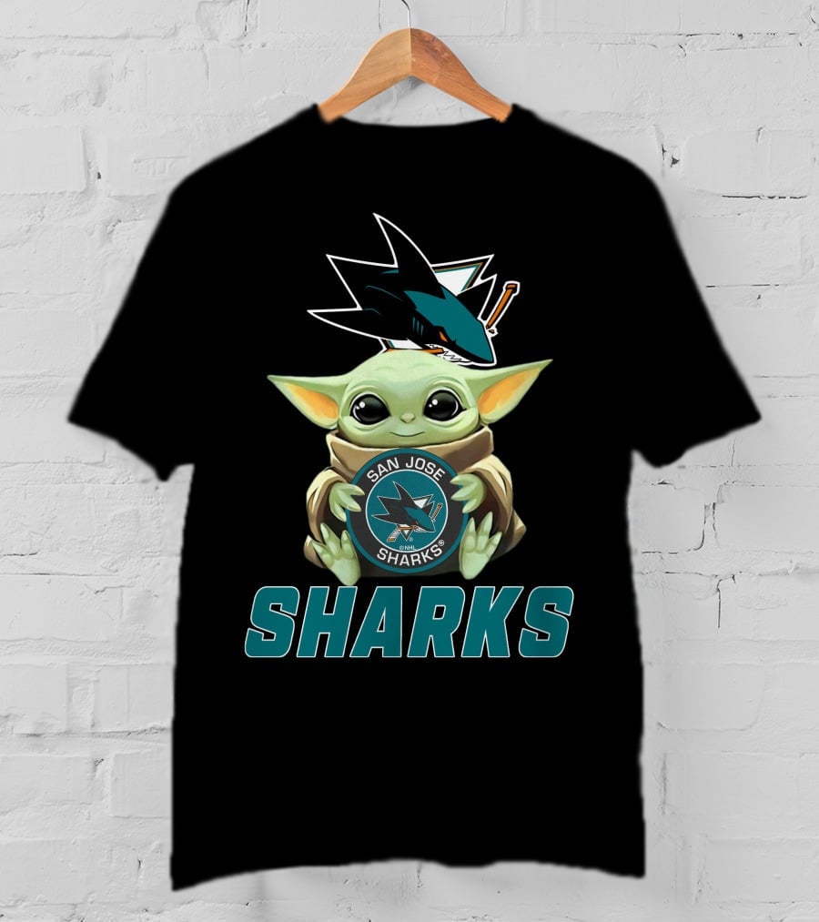 San Jose Sharks Baby Yoda Holding T-Shirt