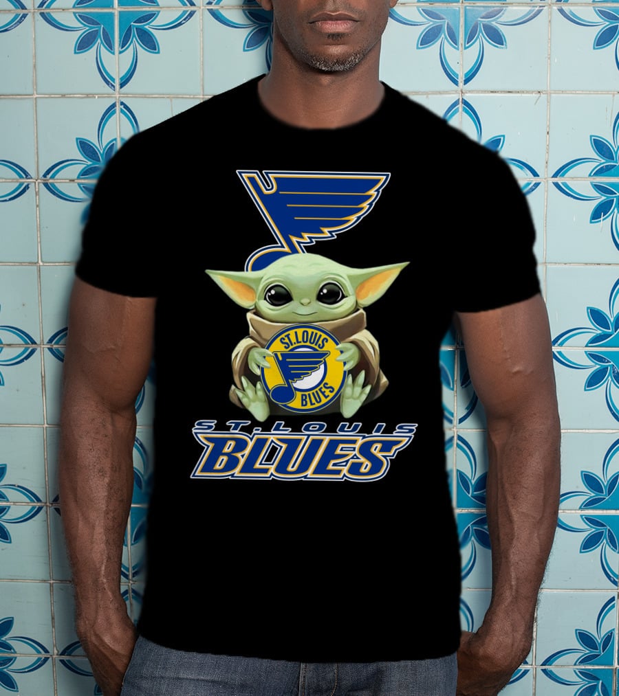 St Louis Blues Baby Yoda Holding T-Shirt