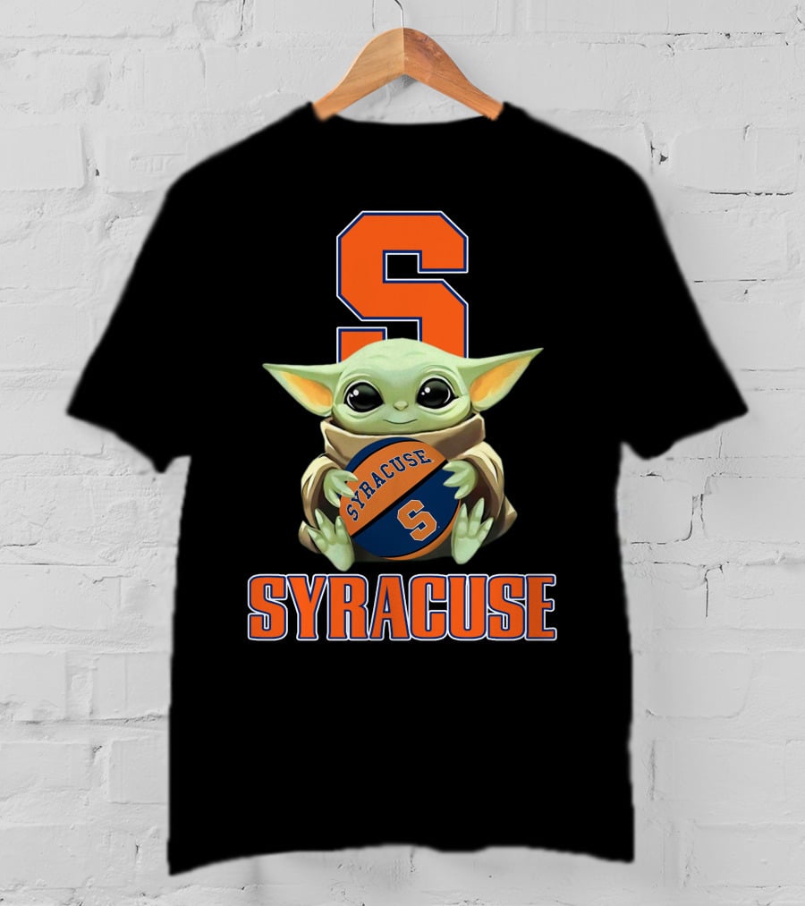 Syracuse Baby Yoda Holding Orange Basketball With Syracuse T-Shirt