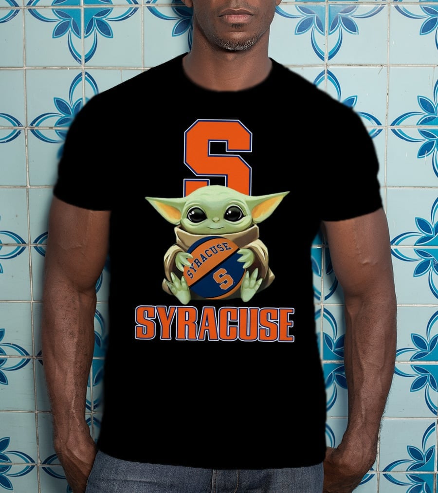 Syracuse Baby Yoda Holding Orange Basketball With Syracuse T-Shirt