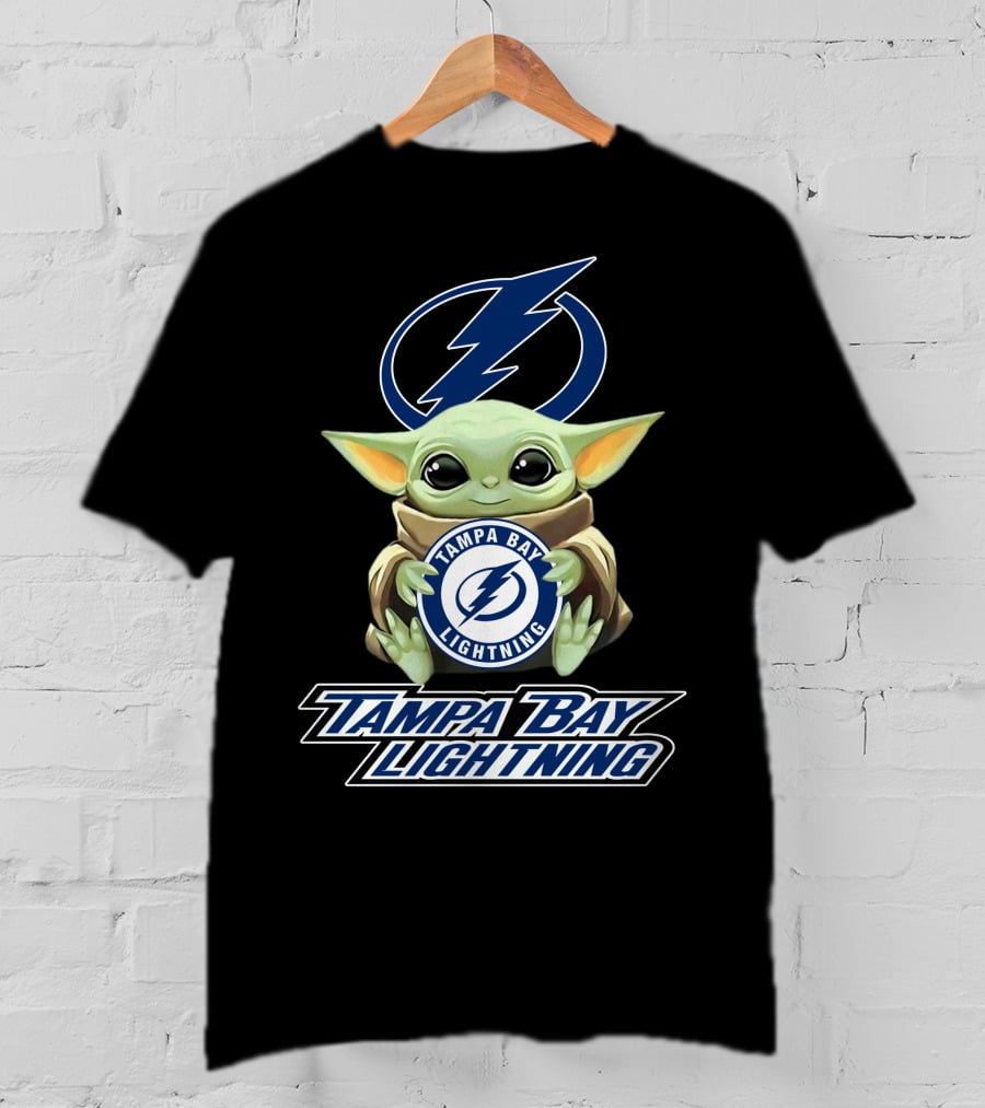 Tampa Bay Lightning Baby Yoda Holding Team T-Shirt