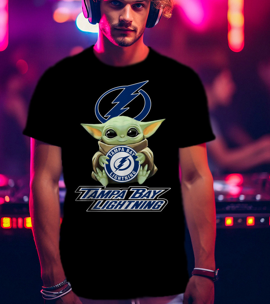 Tampa Bay Lightning Baby Yoda Holding Team T-Shirt