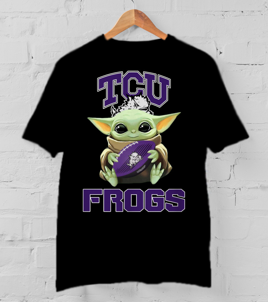 Tcu Frogs Baby Yoda Football T-Shirt