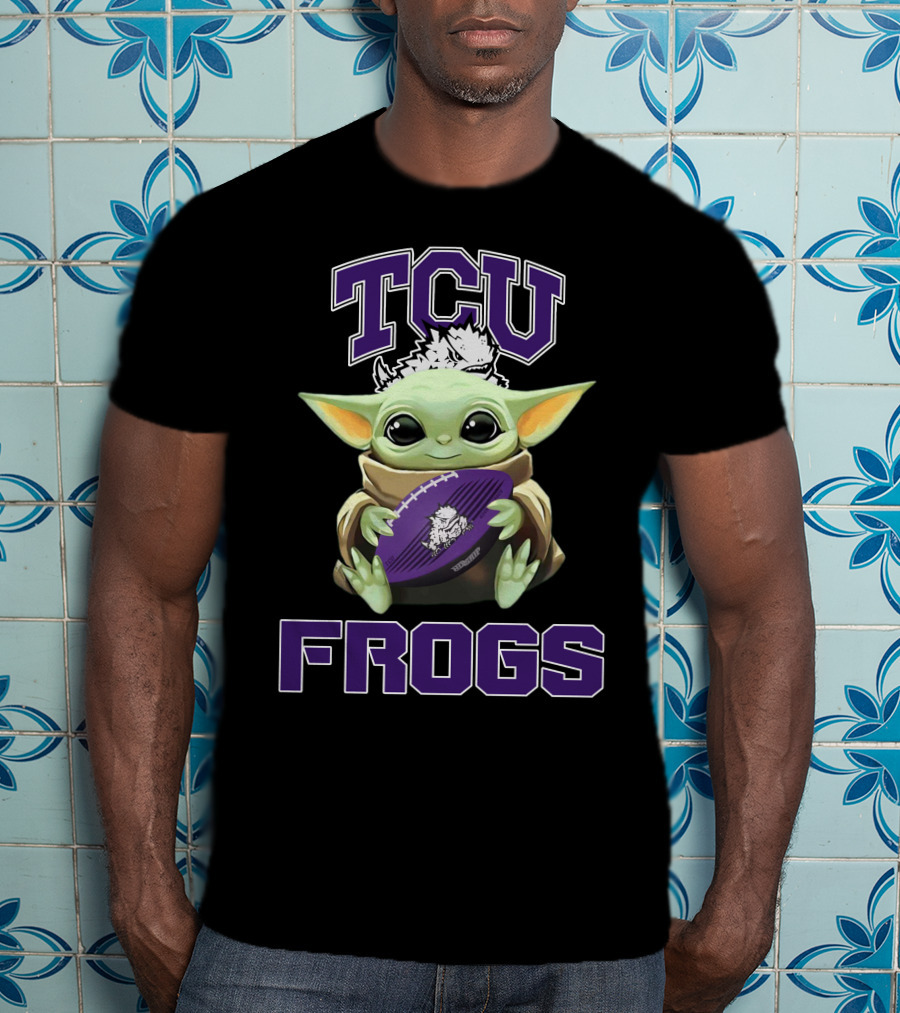 Tcu Frogs Baby Yoda Football T-Shirt