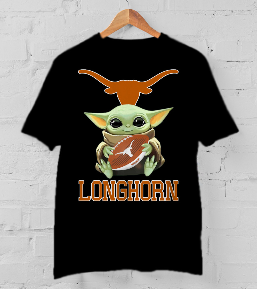 Texas Longhorn Baby Yoda Football Fan T-Shirt