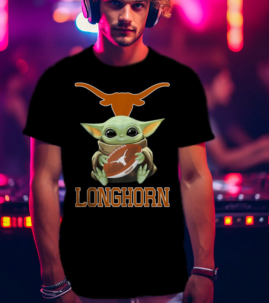 Texas Longhorn Baby Yoda Football Fan T-Shirt