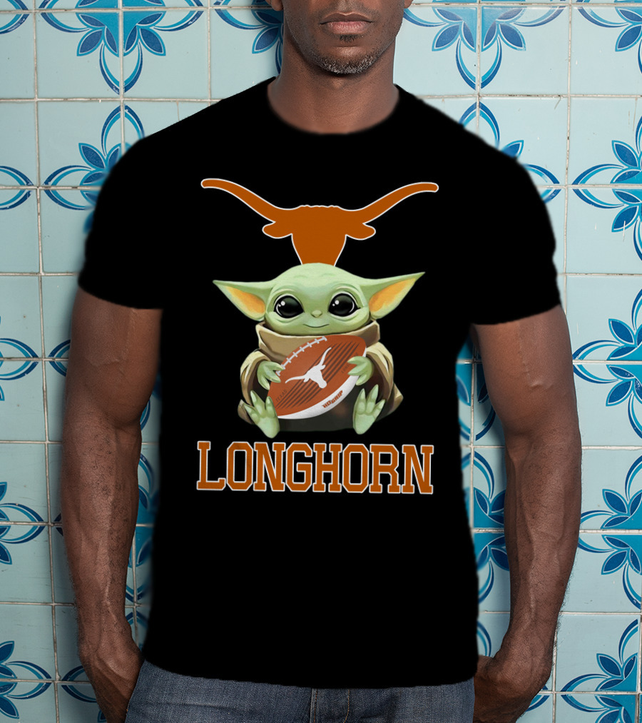Texas Longhorn Baby Yoda Football Fan T-Shirt