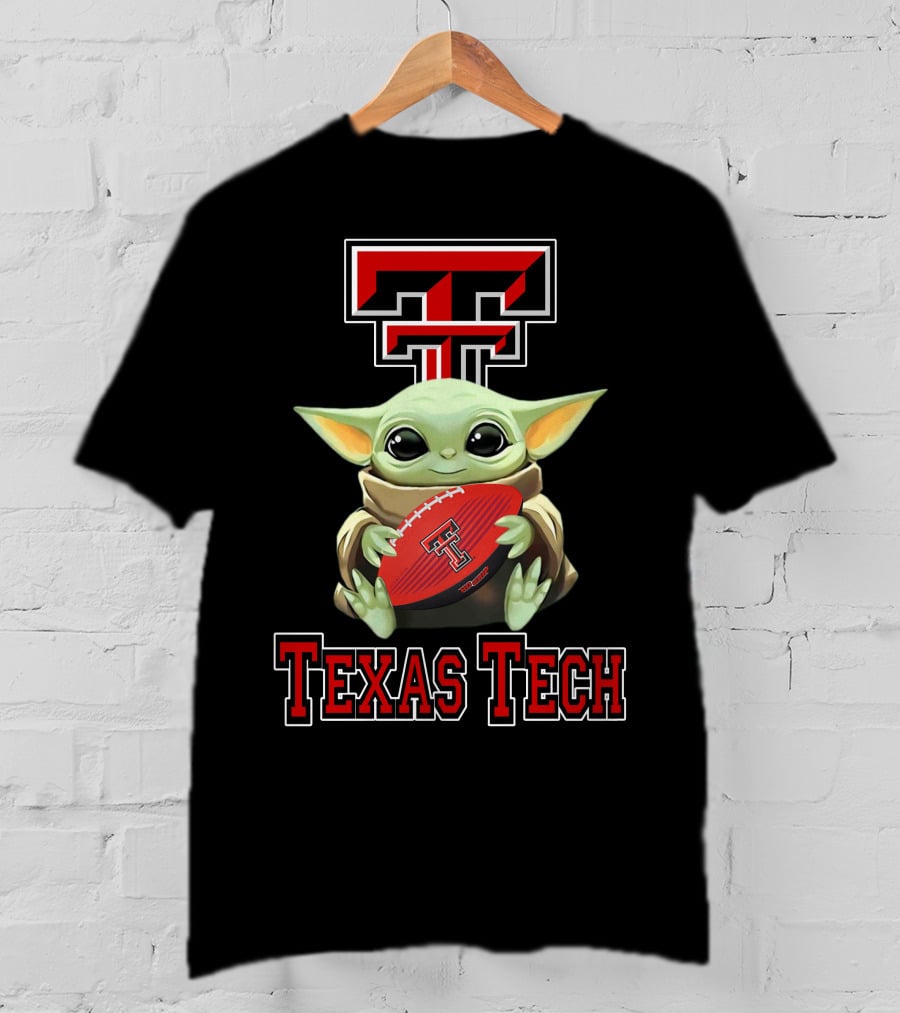 Texas Tech Red Raiders Baby Yoda Football T-Shirt