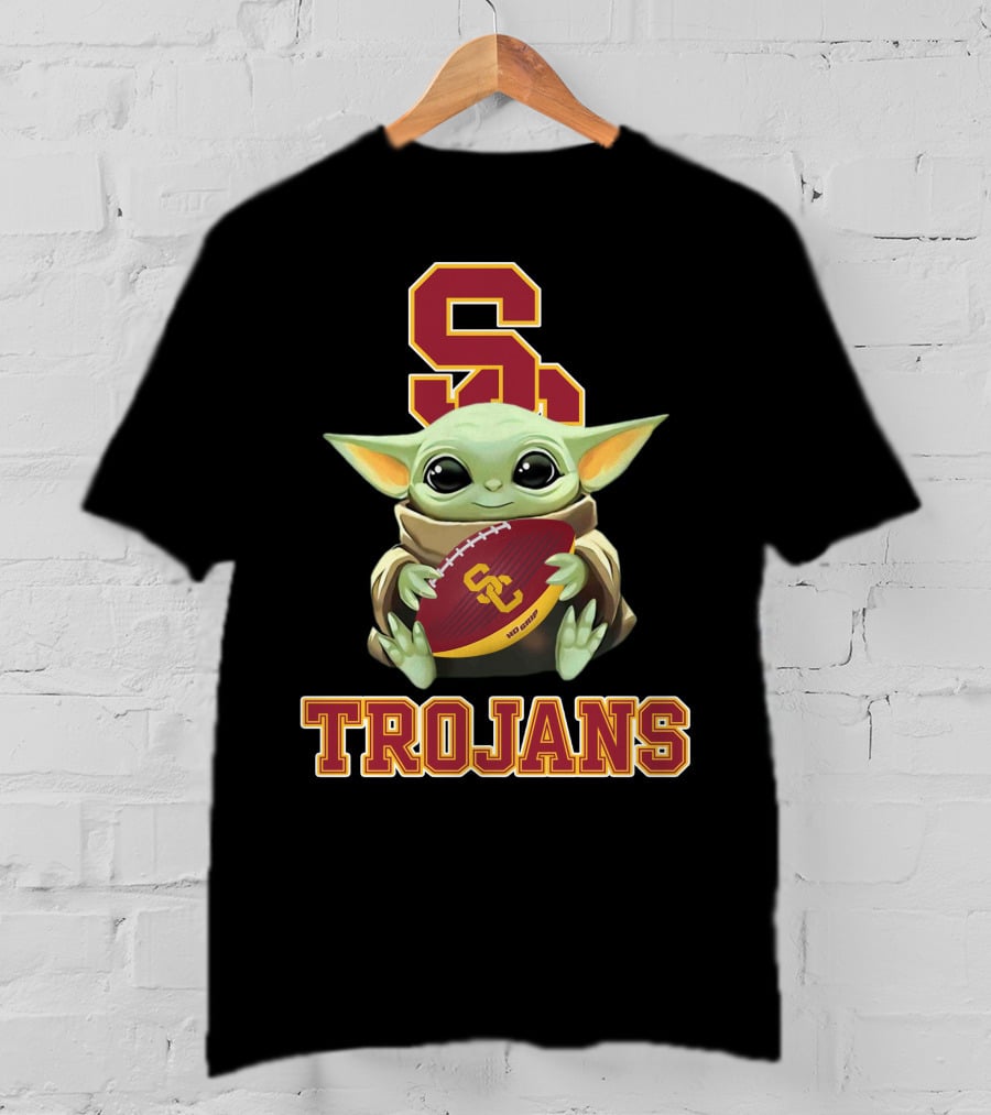Usc Trojans Baby Yoda Holding Football T-Shirt