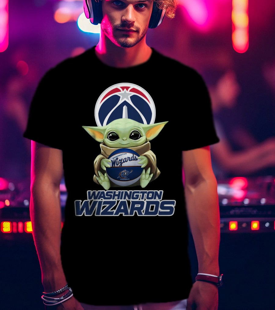 Washington Wizards Baby Yoda Holding Basketball T-Shirt