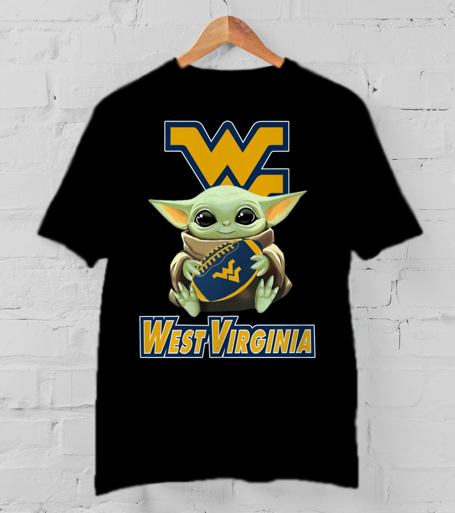 West Virginia Mountaineers Baby Yoda Football T-Shirt