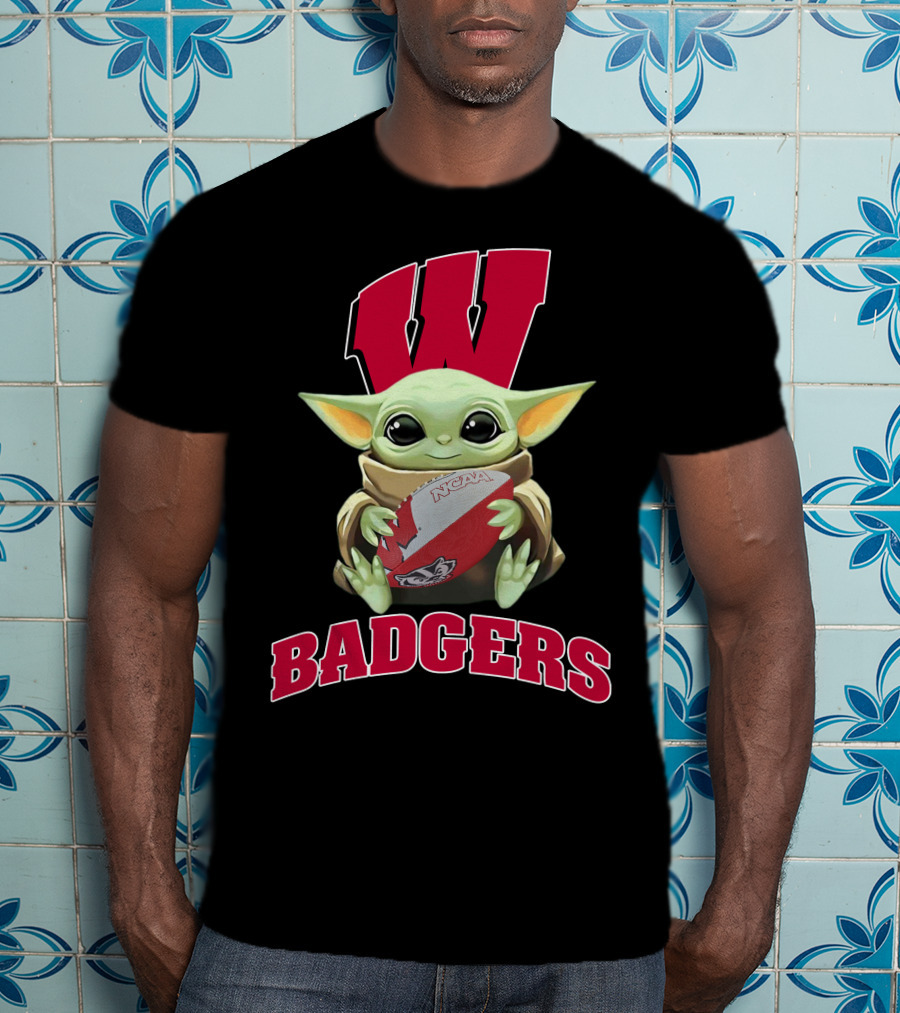 Wisconsin Badgers Baby Yoda Ncaa Football T-Shirt