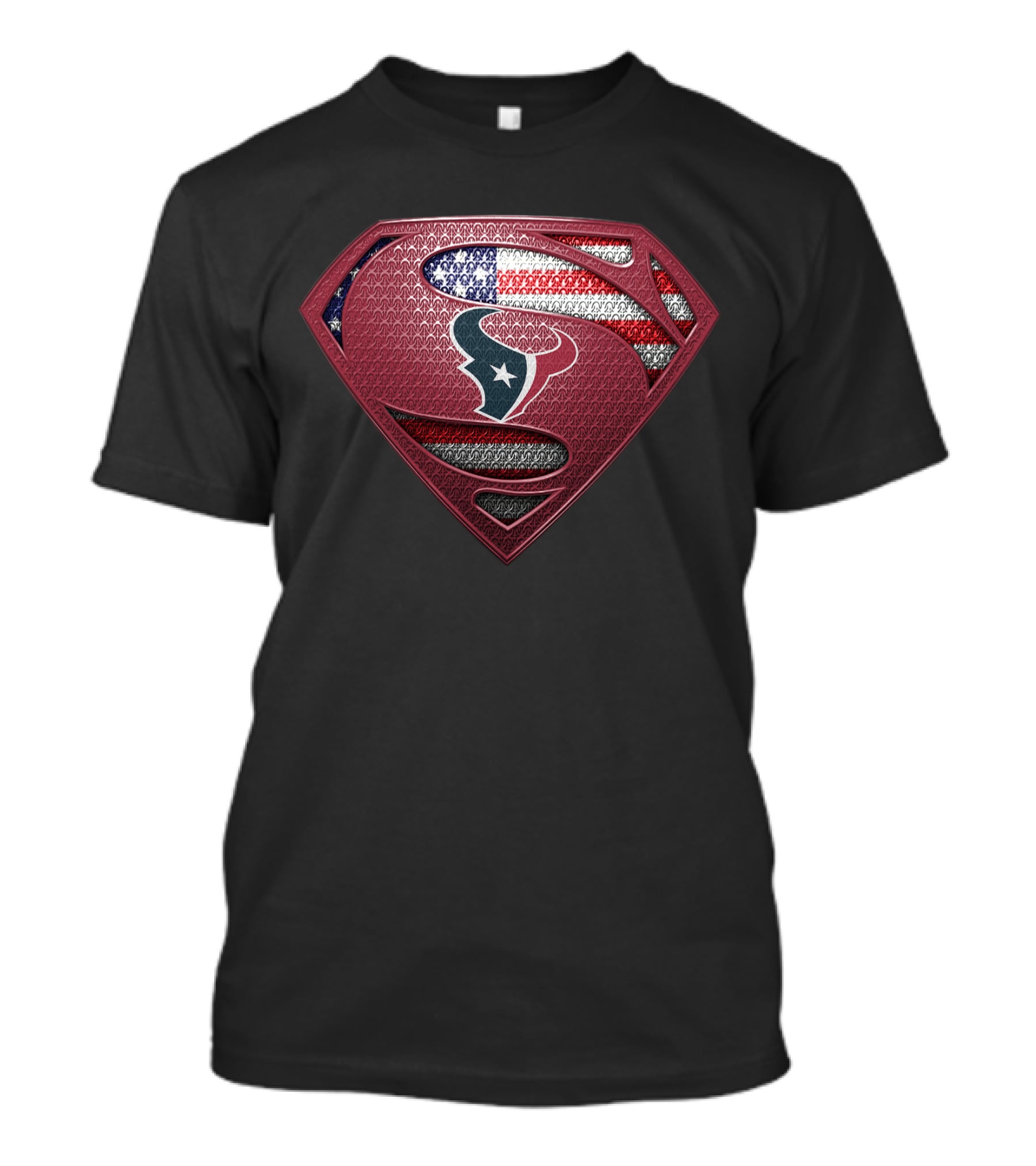 Houston Texans Superman Shield American Flag T-Shirt
