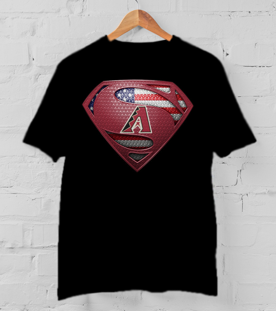 Arizona Diamondbacks Superman Logo With American Flag T-Shirt