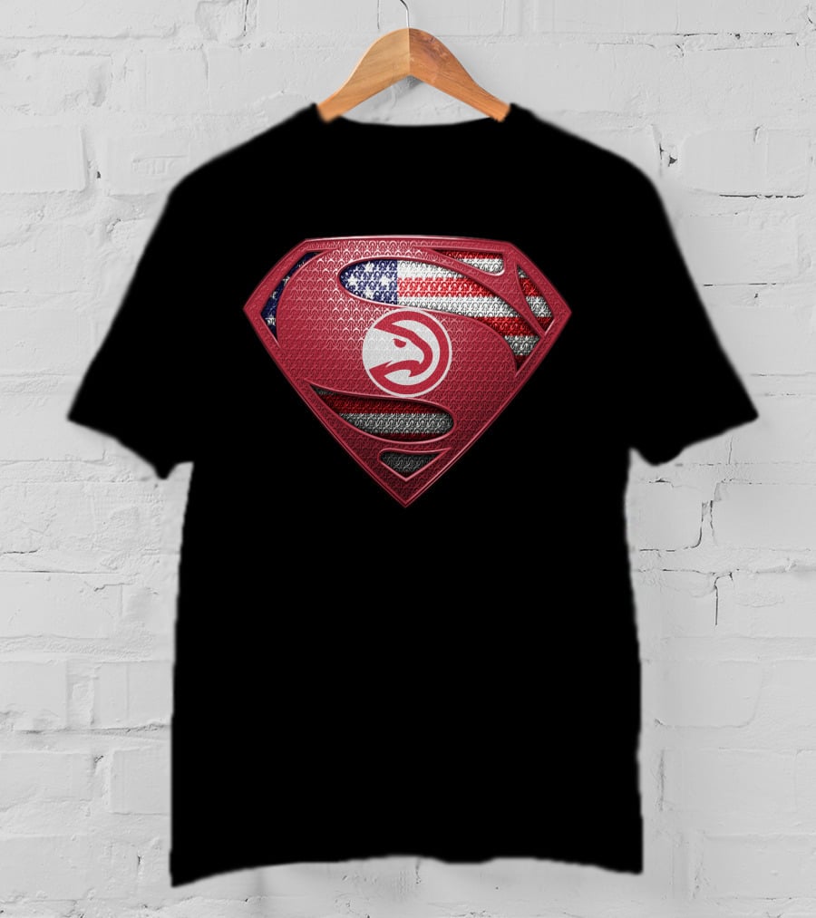 Atlanta Hawks Superman Shield American Flag Logo Vintage Style T-Shirt