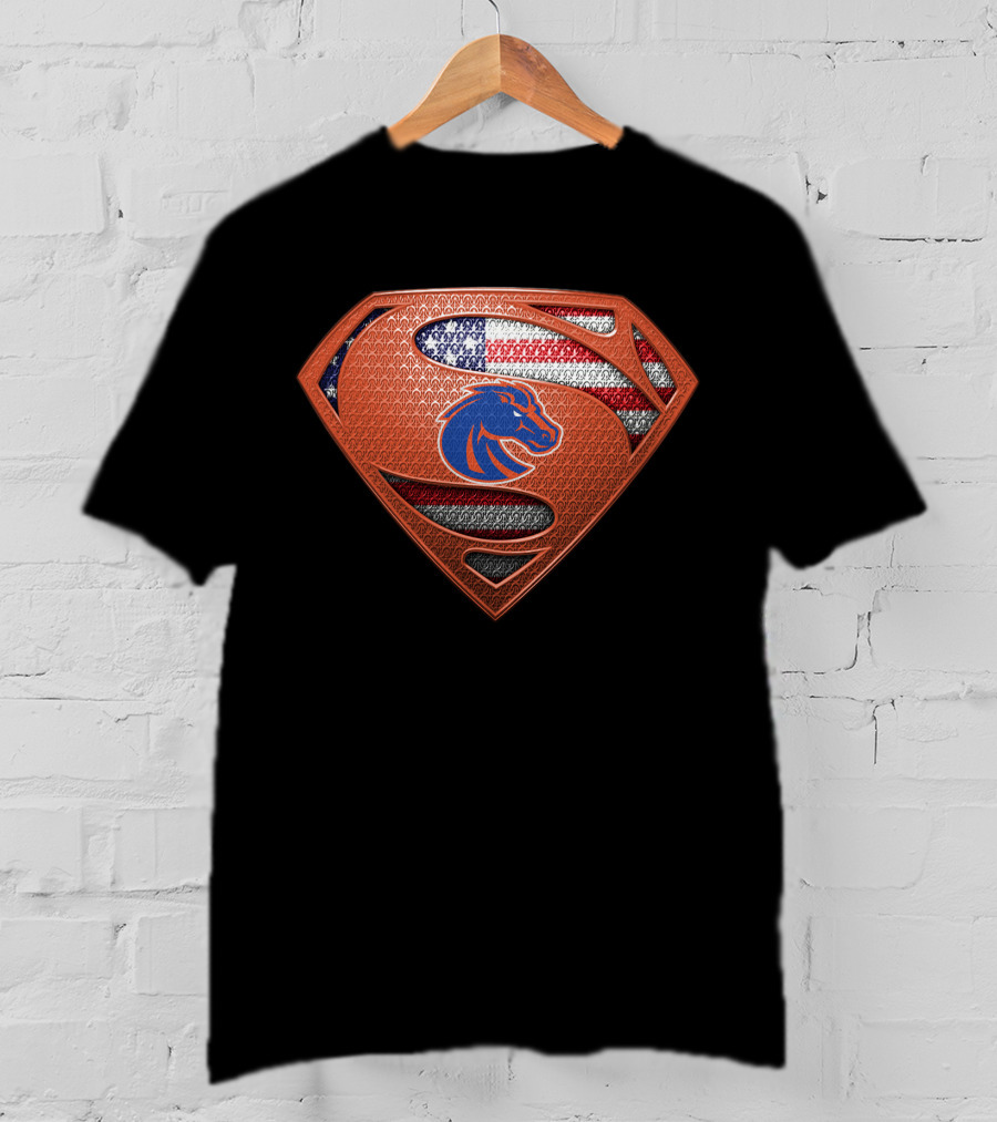 Boise State Broncos Superman Logo American Flag T-Shirt