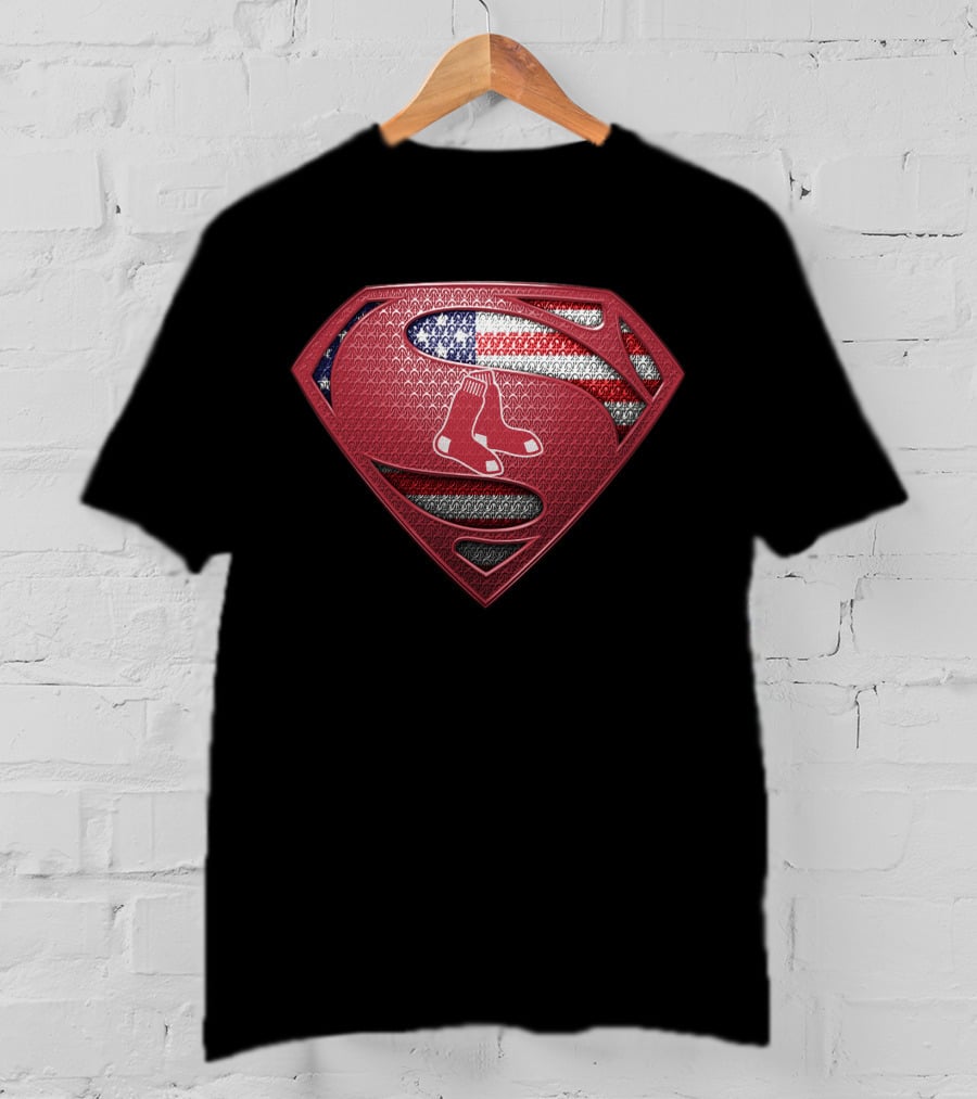 Boston Red Sox Superman Logo With American Flag Accent T-Shirt