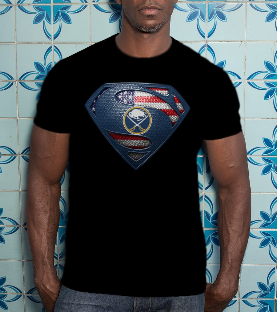 Buffalo Sabres Superman Logo American Flag Style T-Shirt