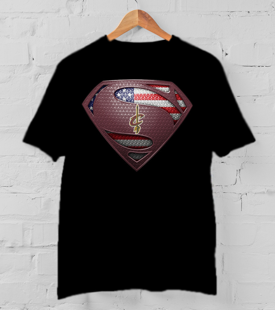 Cleveland Cavaliers Superman Logo American Flag T-Shirt