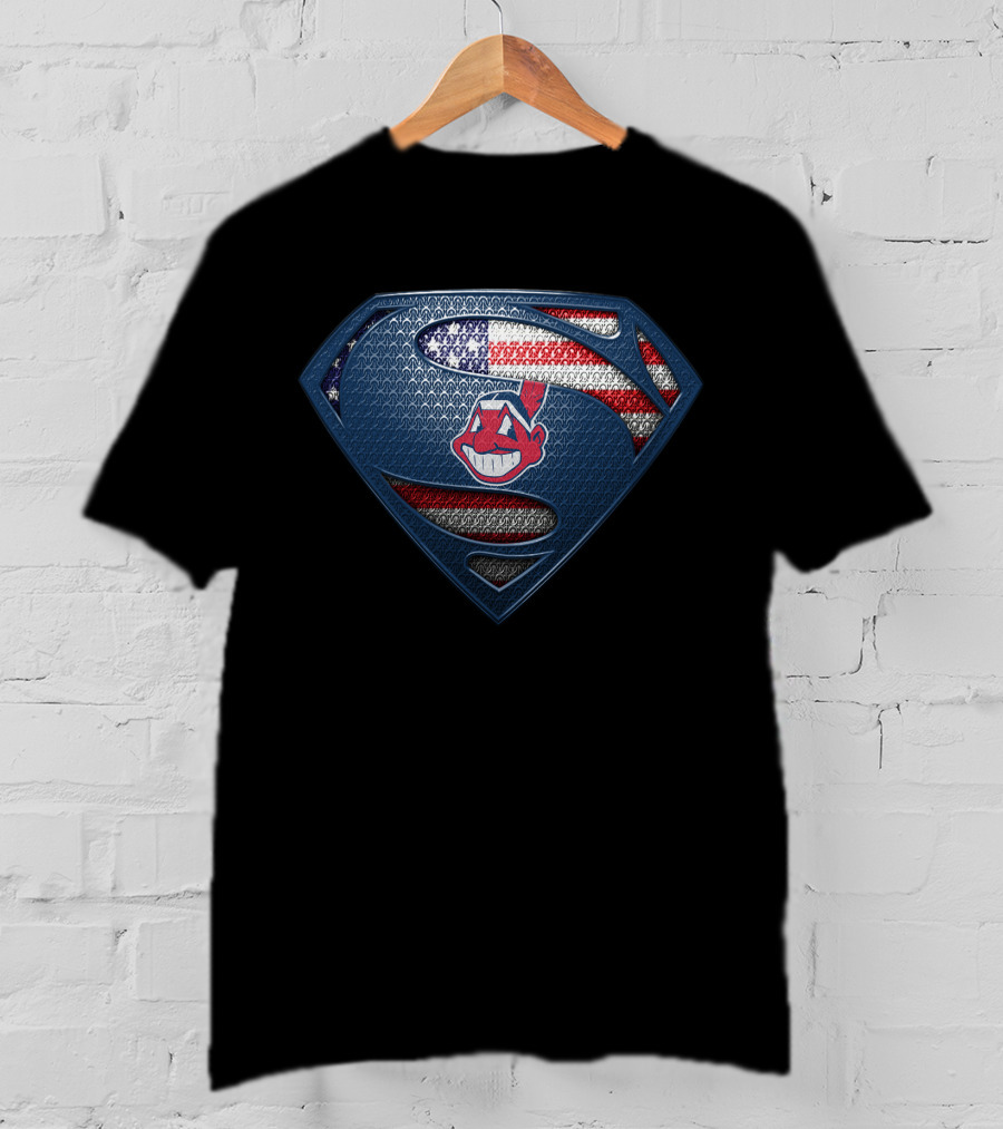 Cleveland Indians Superman American Flag T-Shirt