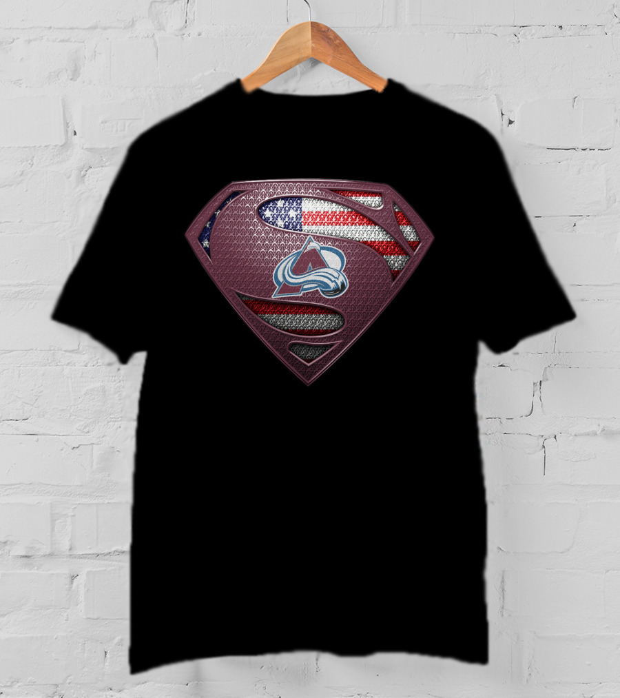 Colorado Avalanche Superman Shield American Flag T-Shirt