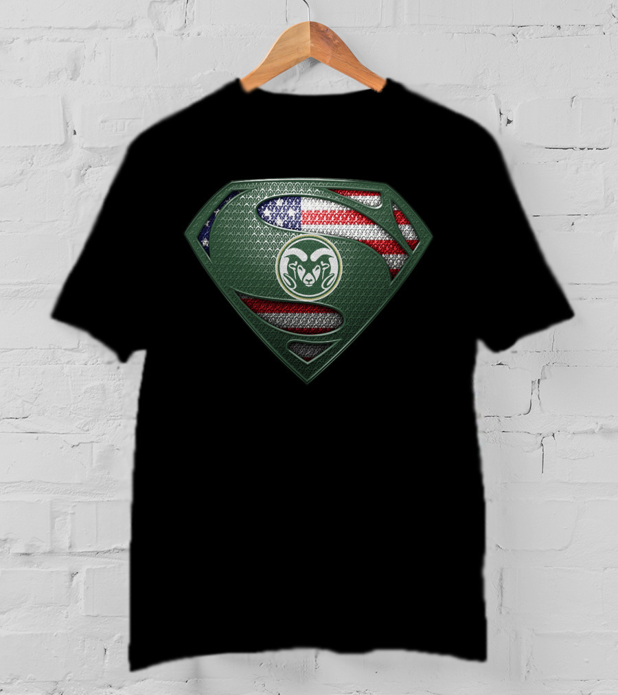 Colorado State Rams Superman Logo American Flag T-Shirt