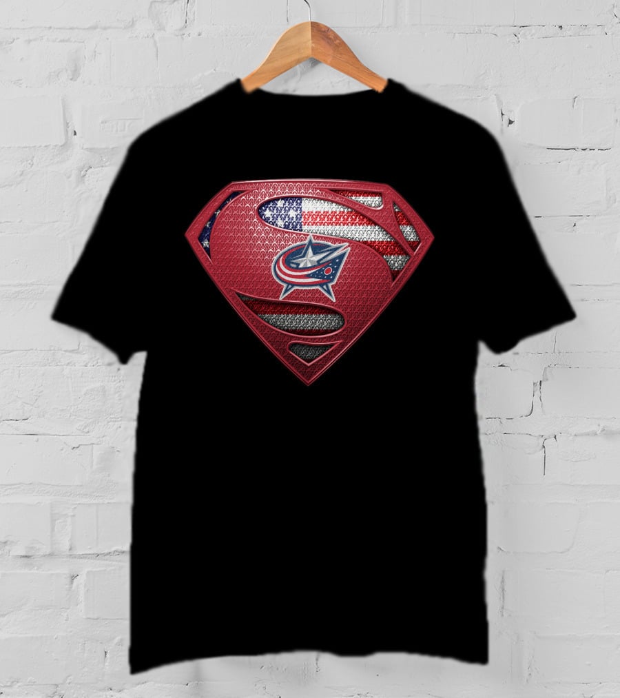 Columbus Blue Jackets Superman American Flag T-Shirt