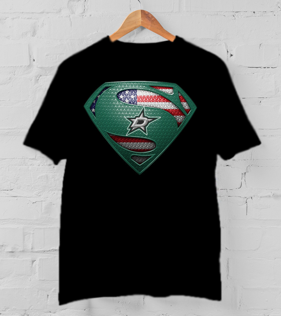 Dallas Stars Superman American Flag T-Shirt