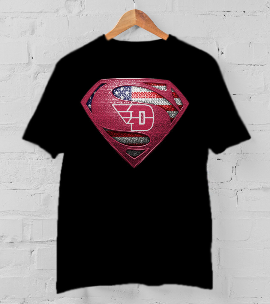 Dayton Flyers Superman Logo American Flag T-Shirt