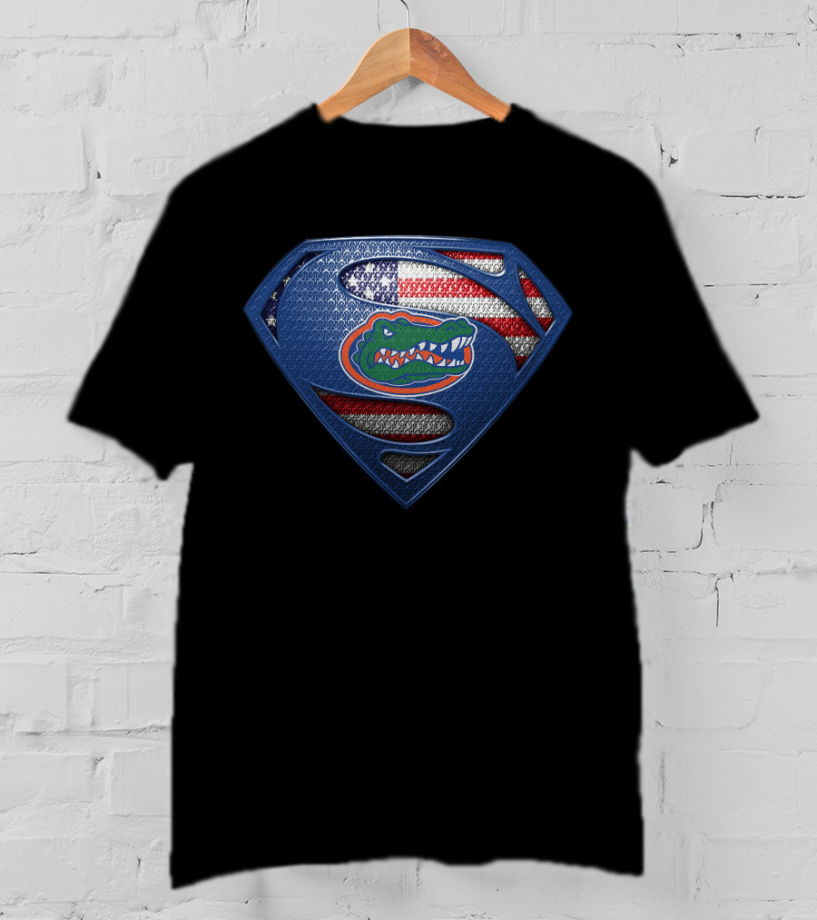 Florida Gators Superman Shield American Flag T-Shirt
