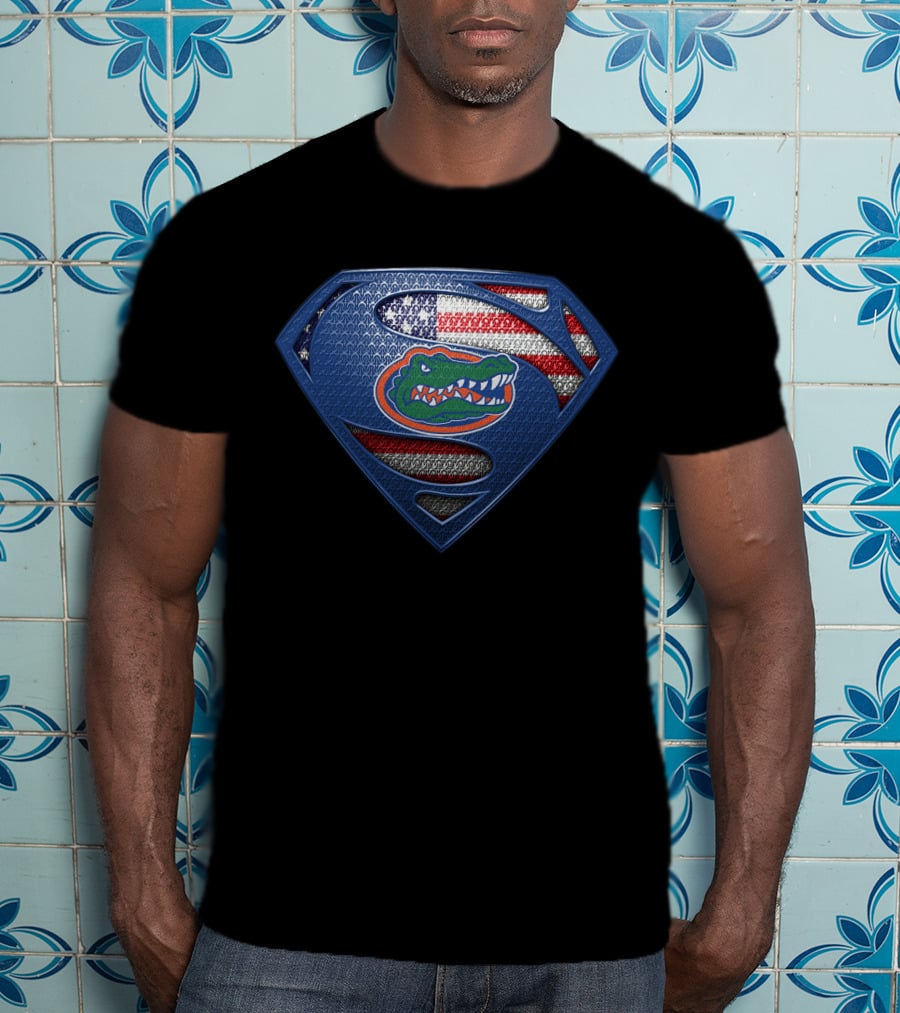 Florida Gators Superman Shield American Flag T-Shirt